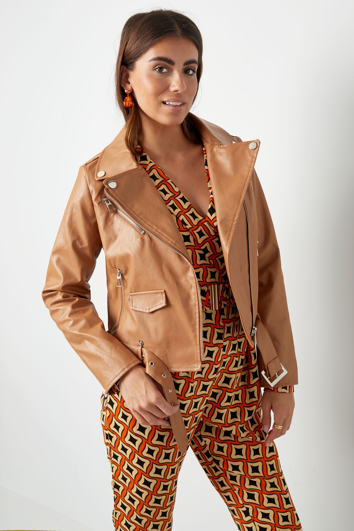 PU leather jacket - camel h5 Picture5